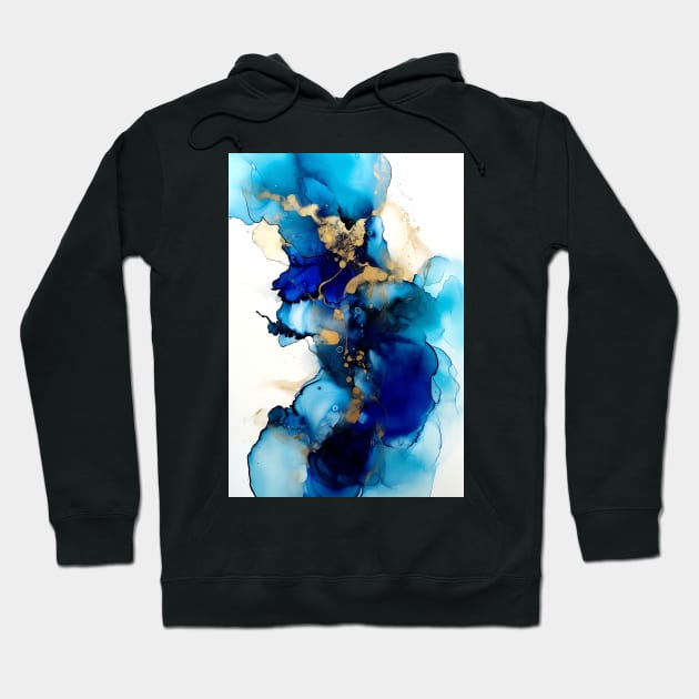 Blue Lagoon - Abstract Alcohol Ink Art Hoodie by inkvestor